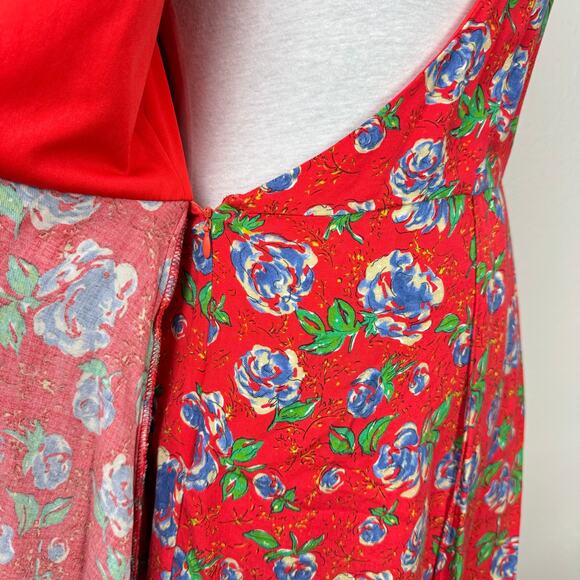 Zara | Red Floral Print Long Sleeve V-neck Crossover Mini Romper Dress - Picture 9 of 13